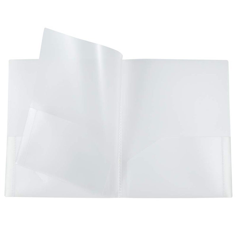 JAM PAPER Heavy Duty Plastic Multi Pocket Folders - 4 Pocket Organizer - Clear - 2/Pack - Image 3
